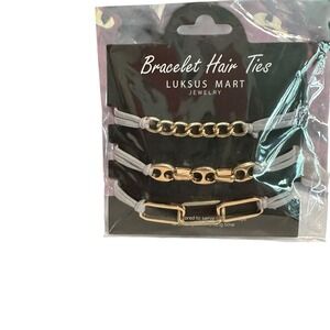 Bracelet Hair Ties Luksus Mart‎ Gold Chain Elastics Ponytail Holders Set of 3